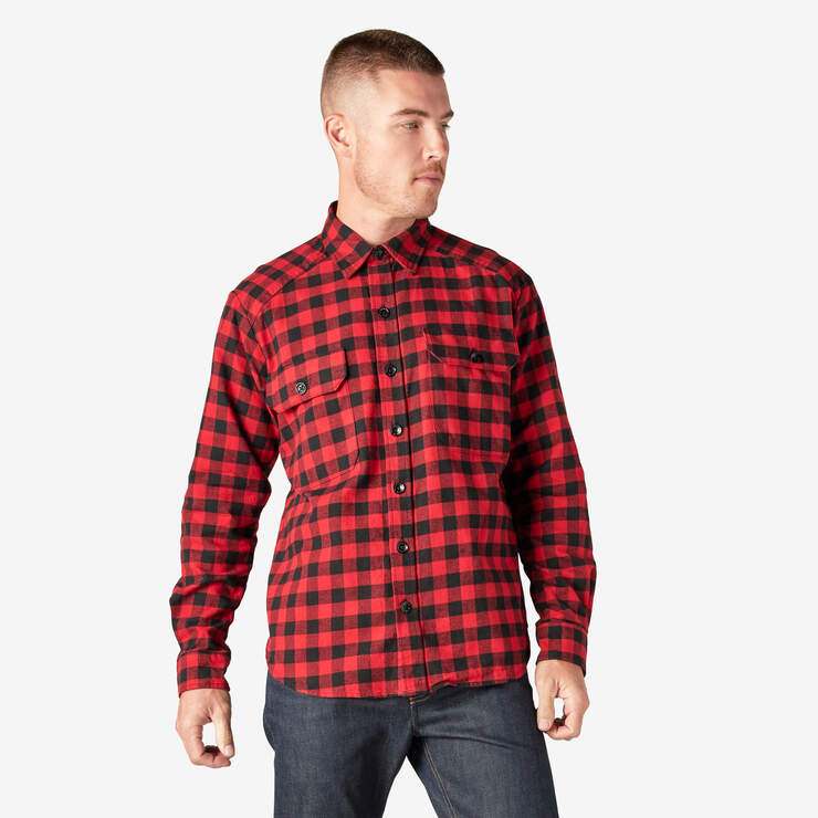 Dickies 1922 Buffalo Check Flannel Shirt - Red Plaid (BRP) image number 4