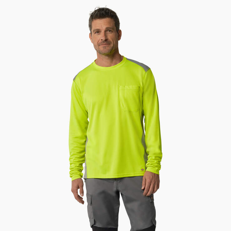 Temp-iQ® 365 Long Sleeve Pocket T-Shirt - Neon Yellow (EW) image number 1