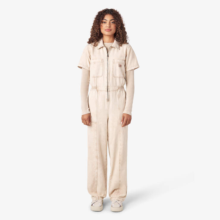 Women’s Newington Duck Canvas Coveralls - Sandstone Overdyed Acid Wash (AWA) image number 1