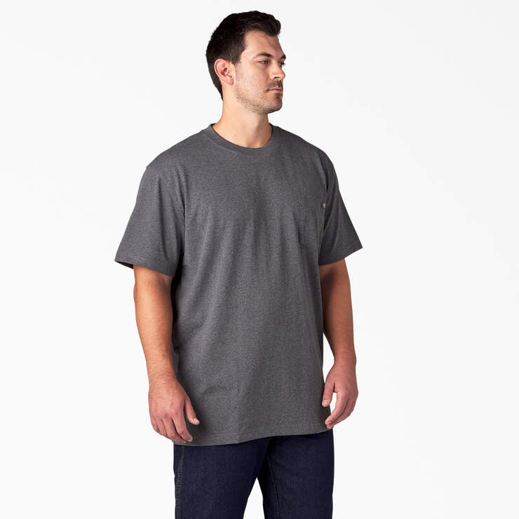 Heavyweight Heathered Short Sleeve Pocket T-Shirt - Charcoal Gray Heather (CGH) image number 7