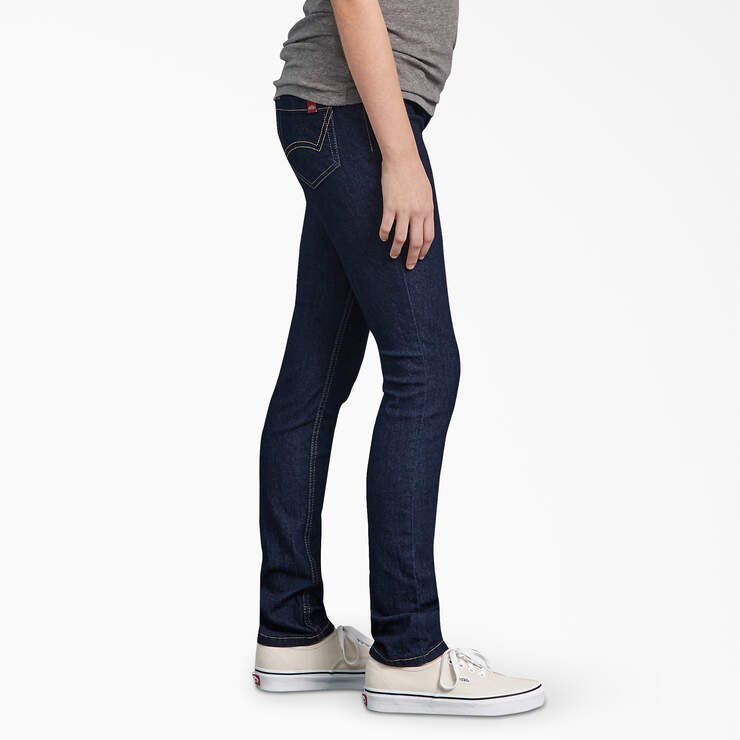 Girls' Super Skinny Fit Denim Jeans, 7-16 - Rinsed Indigo Blue (RNB) image number 3
