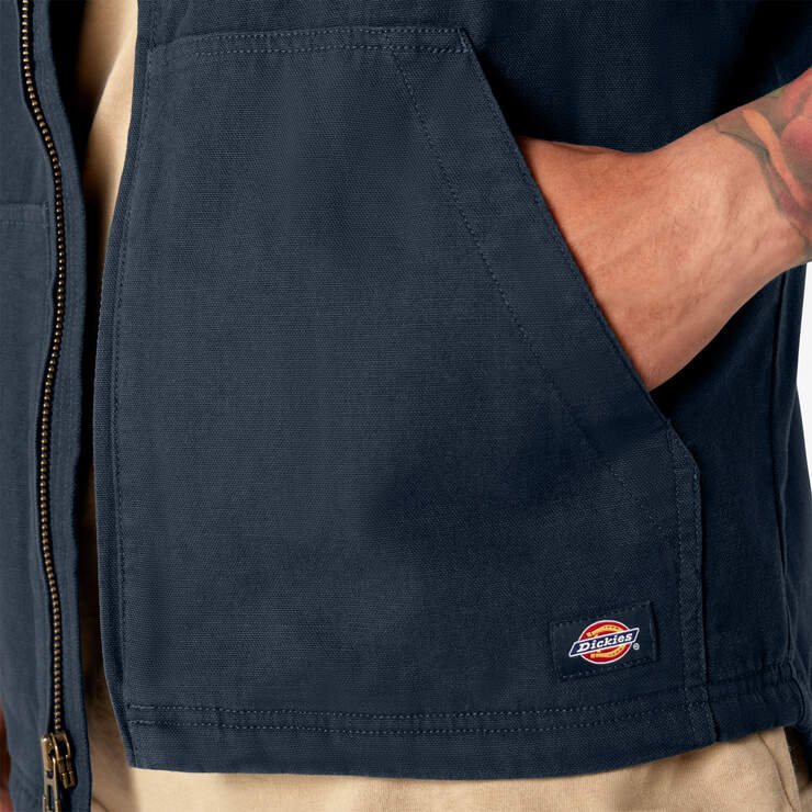 Duck Canvas High Pile Fleece Lined Vest - Rinsed Dark Navy (RDN) image number 6