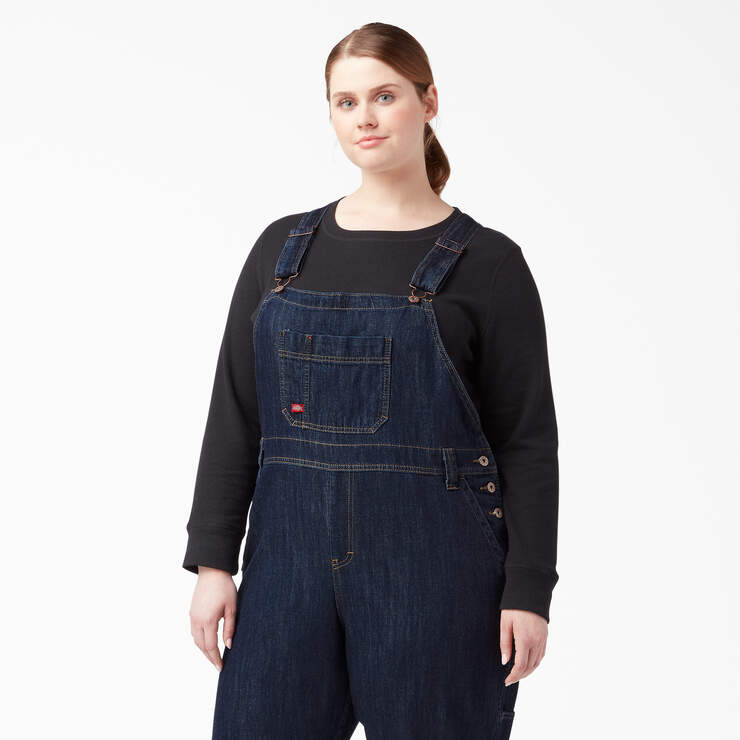 Women's Plus Relaxed Fit Bib Overalls - Dark Indigo (DIB) image number 4