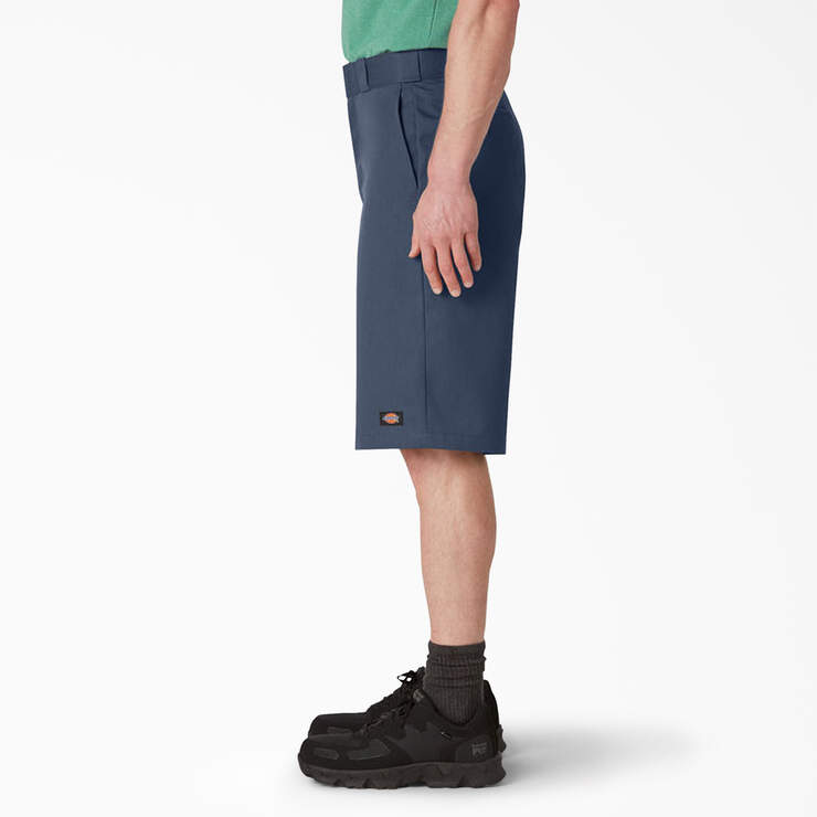 Loose Fit Flat Front Work Shorts, 13" - Navy Blue (NV) image number 3