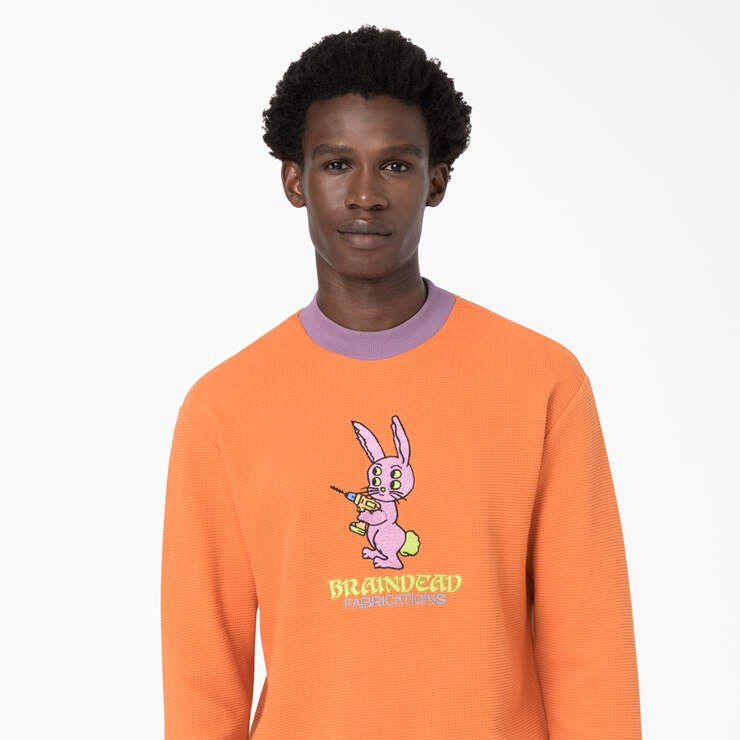 Brain Dead Embroidered Waffle Knit Sweater - Burnt Orange (TO1) image number 6