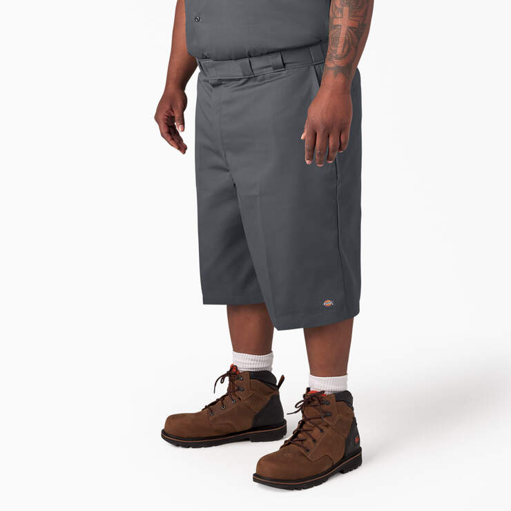 Loose Fit Flat Front Work Shorts, 13" - Charcoal Gray (CH) image number 6
