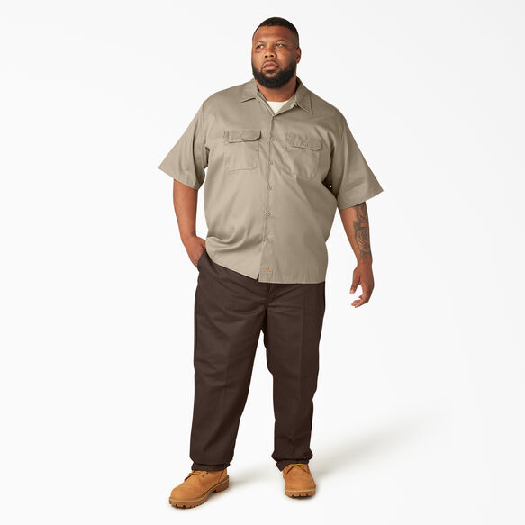 Relaxed Fit Short Sleeve Work Shirt - Desert Sand &#40;DS&#41;