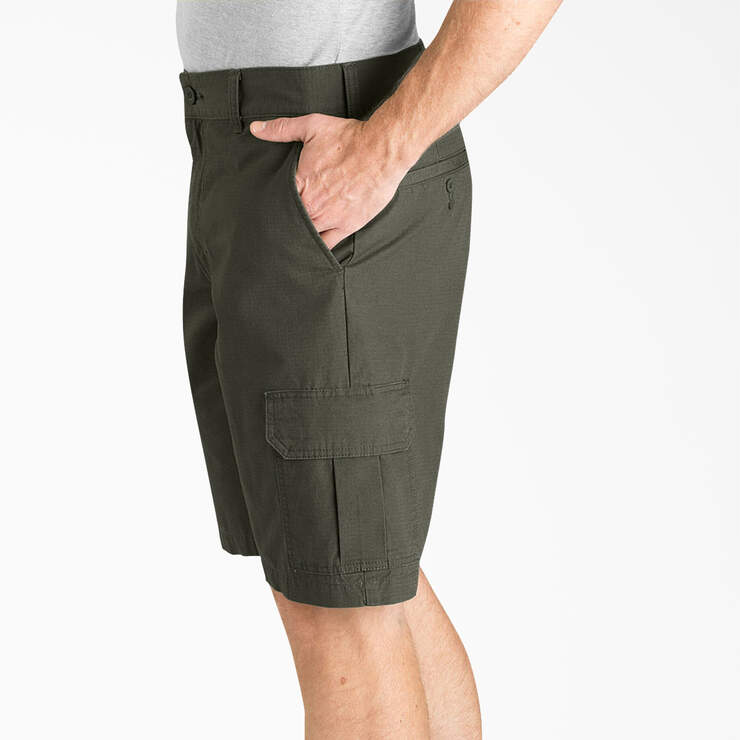Relaxed Fit Ripstop Cargo Shorts, 11" - Rinsed Moss Green (RMS) image number 3