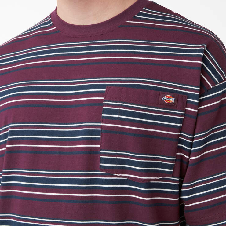 Relaxed Fit Striped Pocket T-Shirt - Grape Wine Stripe (GSW) image number 5