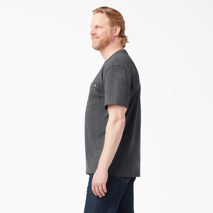 Heavyweight Heathered Short Sleeve Pocket T-Shirt - Charcoal Gray Heather (CGH) image number 3