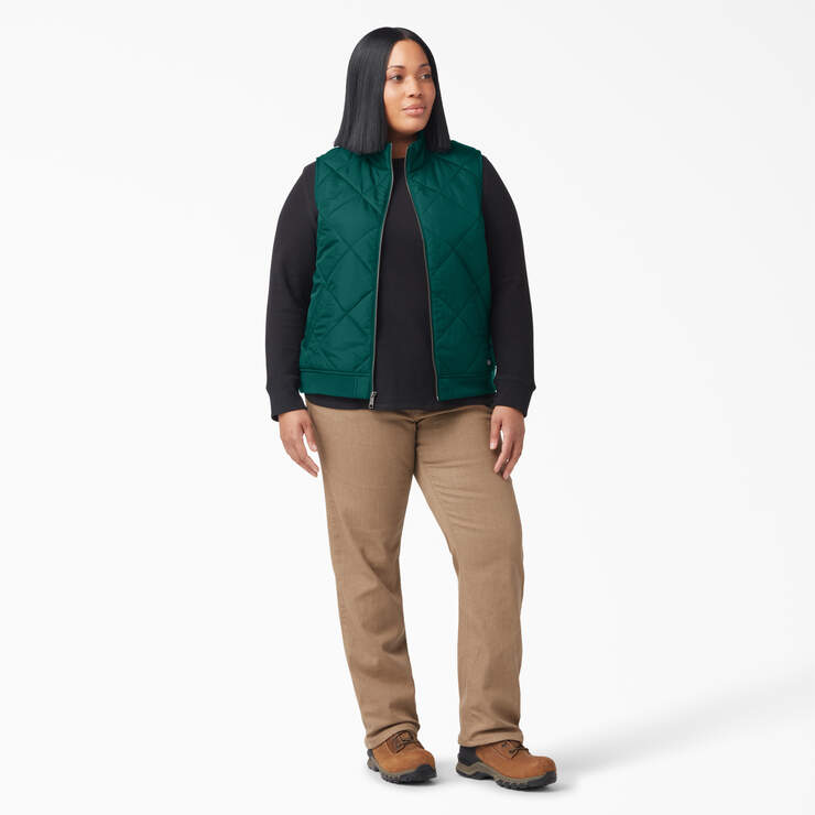 Women’s Plus Quilted Vest - Forest Green (FT) image number 4