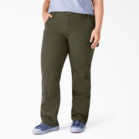 Women&#39;s Plus Duck Double-Front Carpenter Pants - Rinsed Moss Green &#40;RMS&#41;