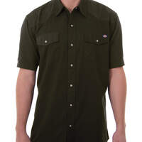Short Sleeve Twill Western Shirt - Moss Green (MS)