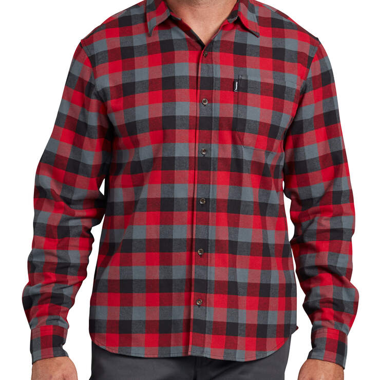 Dickies X-Series Modern Fit Long Sleeve Flannel Shirt - Red Gray Plaid (XRS) image number 1