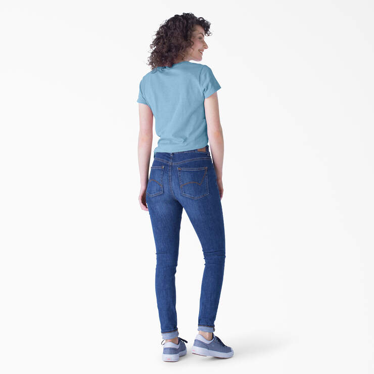 Women's Short Sleeve V-Neck T-Shirt - Dusty Blue (DL) image number 4