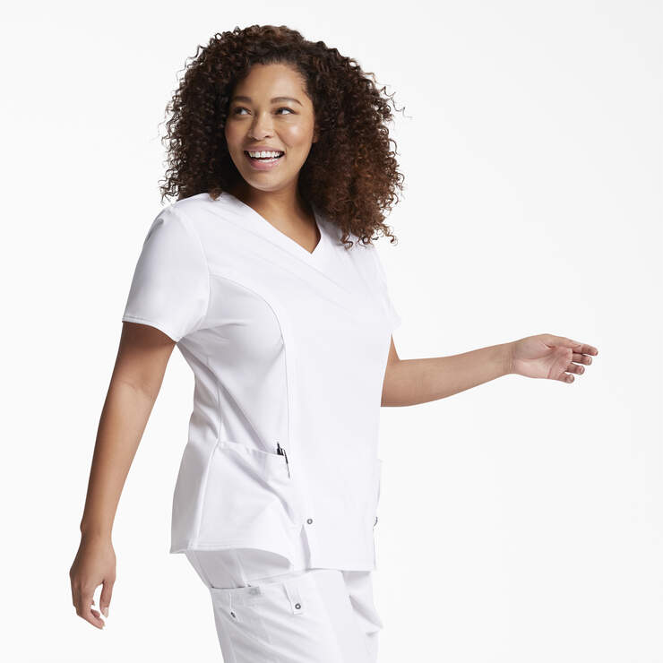 Women's Xtreme Stretch V-Neck Scrub Top - White (DWH) image number 3