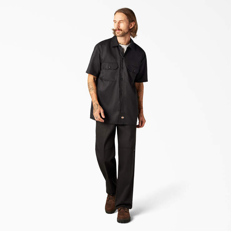 FLEX Relaxed Fit Short Sleeve Work Shirt - Black (BK) image number 8