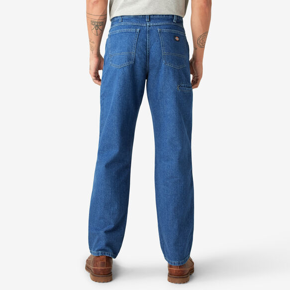Relaxed Fit Double Knee Denim Jeans - Stonewashed Indigo Blue &#40;SNB&#41;