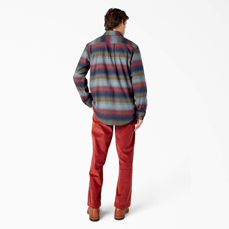 Long Sleeve Flannel Shirt - Brick/Olive Blanket Stripe (BVS) image number 6