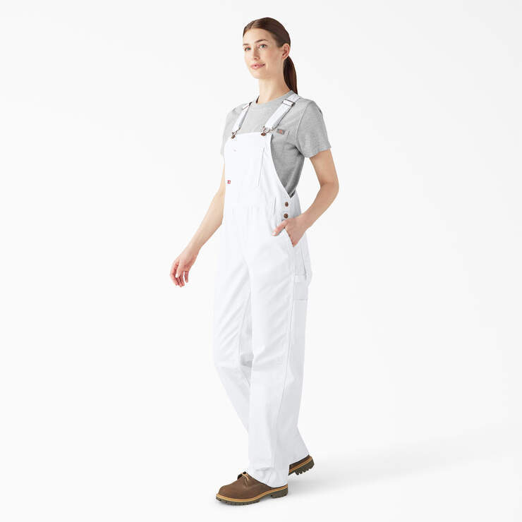 Women's Relaxed Fit Bib Overalls - White (WH) image number 3