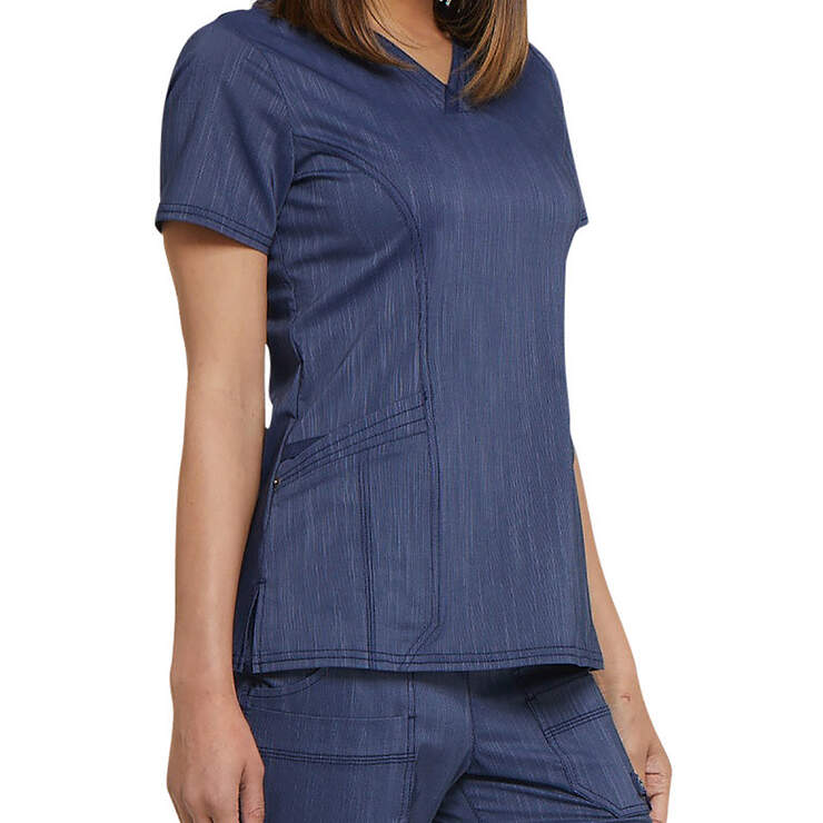 Women's Advance Two-Tone Twist V-Neck Scrub Top - Navy Blue (NVY) image number 3