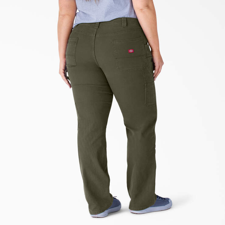 Women's Plus FLEX Relaxed Fit Duck Carpenter Pants - Rinsed Moss Green (RMS) image number 2