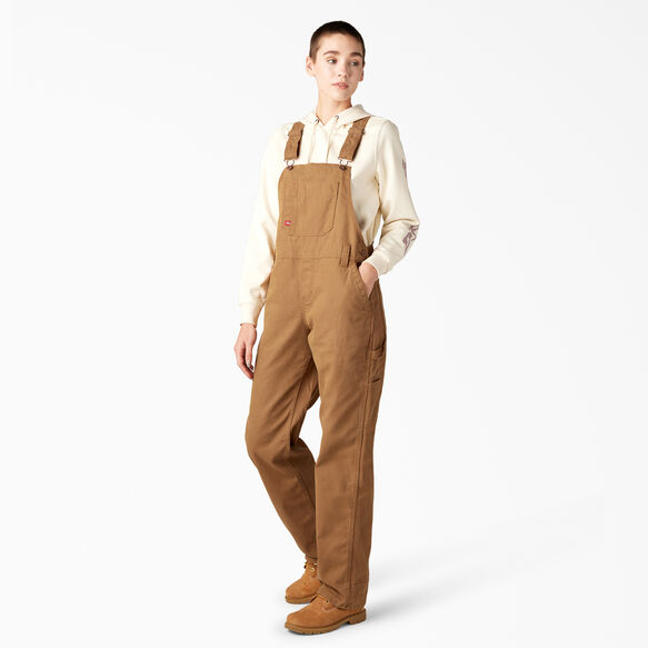 Women&#39;s Relaxed Fit Bib Overalls - Rinsed Brown Duck &#40;RBD&#41;
