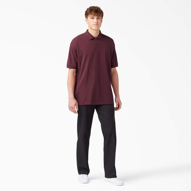 Adult Size Piqué Short Sleeve Polo - Burgundy (BY) image number 4
