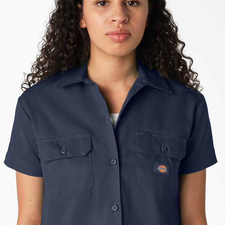 Women's Cropped Work Shirt - Ink Navy (IK) image number 5