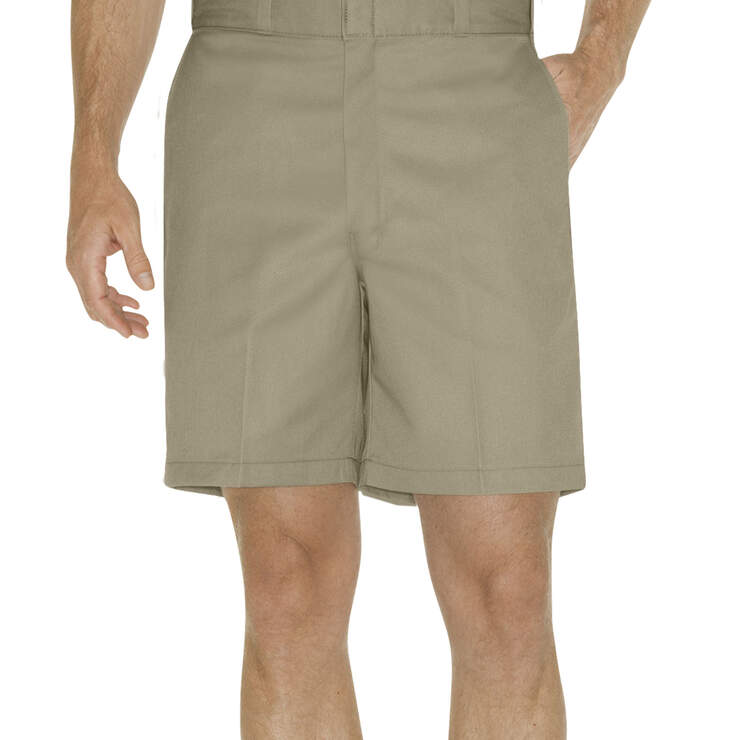 8" Relaxed Fit Traditional Flat Front Shorts - Khaki (KH) image number 1