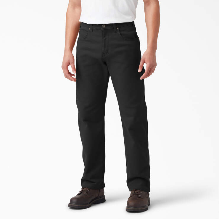 FLEX Lined Regular Fit Duck Carpenter Pants - Rinsed Black (RBK) image number 1