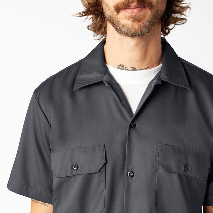 FLEX Slim Fit Short Sleeve Work Shirt - Charcoal Gray (CH) image number 7