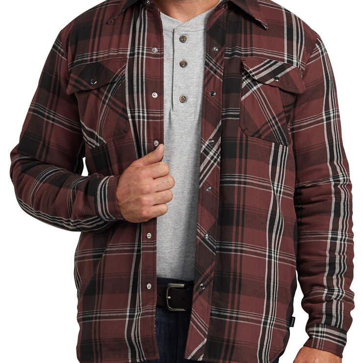 Dickies X-Series Modern Fit Snap-Front Shirt Jacket - Black Plaid (PVL) image number 1