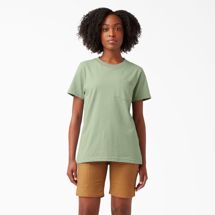 Women&#39;s Heavyweight Short Sleeve Pocket T-Shirt - Celadon Green &#40;C2G&#41;