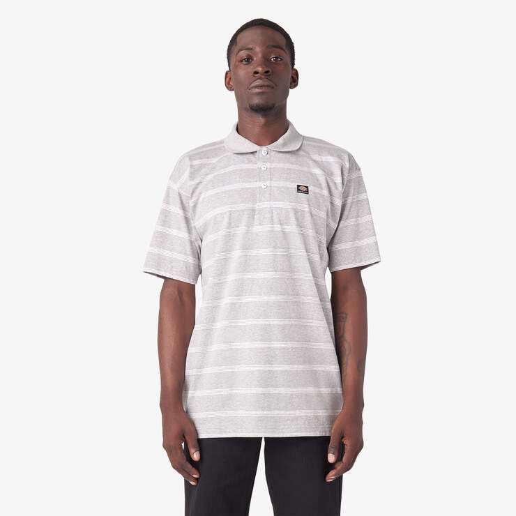 Dickies Skateboarding Striped Short Sleeve Polo - Heather Gray Stripe (HGT) image number 1
