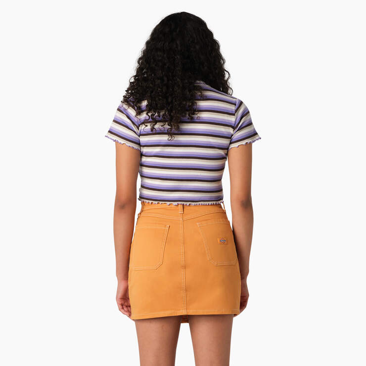 Women's Striped Cropped Baby T-Shirt - Purple Rose Explorer Stripe (PXS) image number 2