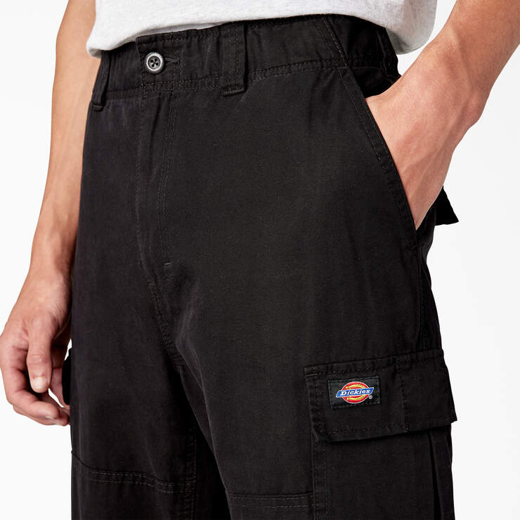 Double Knee Canvas Cargo Pants - Black (BKX) image number 10