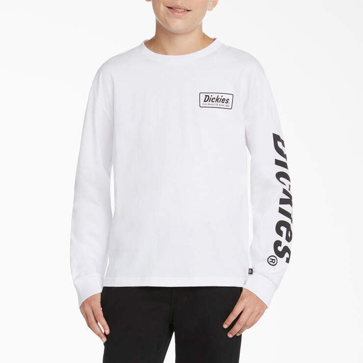Boys' Long Sleeve Graphic T-Shirt - White (WHT) image number 1