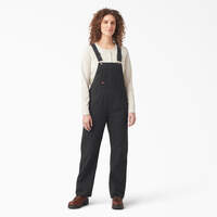 Women's Relaxed Fit Bib Overalls - Rinsed Black (RBK)