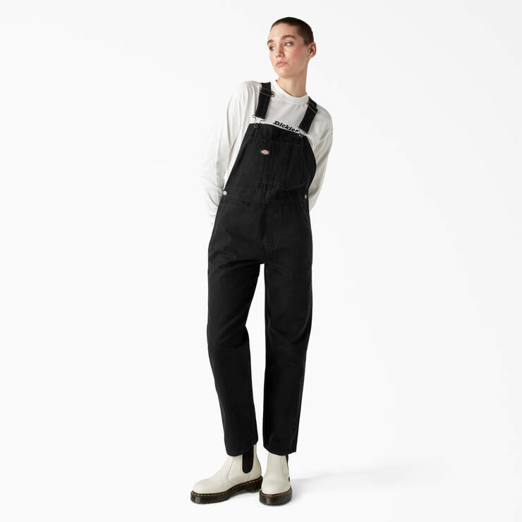 Women's Duck Canvas Overalls - Stonewashed Black (SBK) image number 1