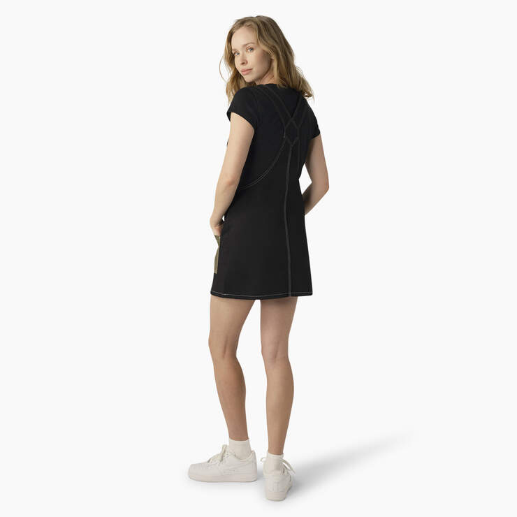 Women's Regular Fit Colorblock Bib Overall Dress - Military/Black Color Block (MCK) image number 2