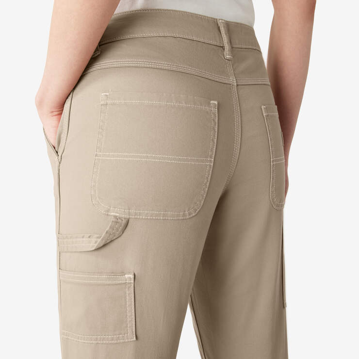 Women's Slim Straight Fit Roll Hem Carpenter Pants - Desert Sand (DS) image number 8