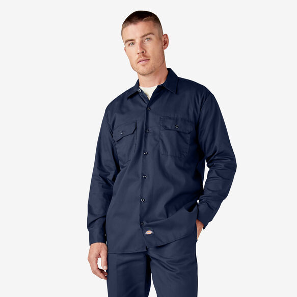 Long Sleeve Work Shirt Navy Blue M| Mens Shirts | Dickies
