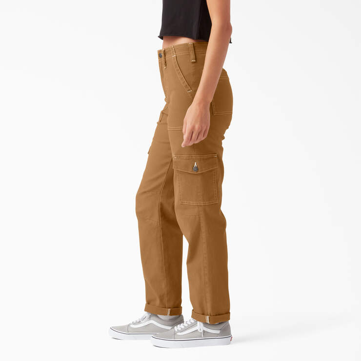 Women's Skinny Fit Cuffed Cargo Pants - Brown Duck (BD) image number 3