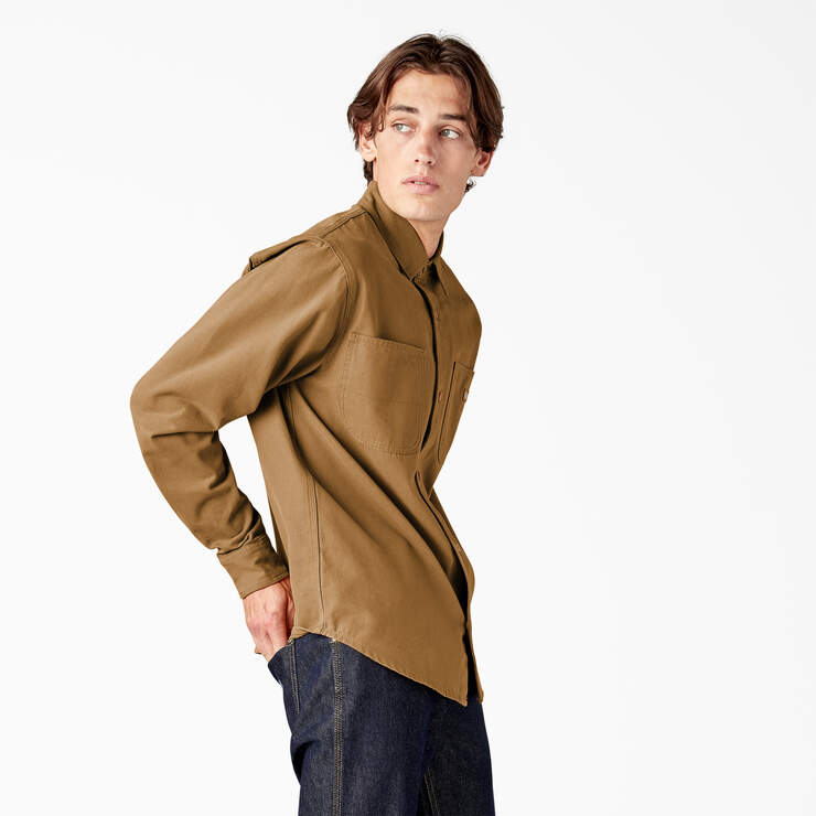 Duck Canvas Long Sleeve Utility Shirt - Stonewashed Brown Duck (SBD) image number 4