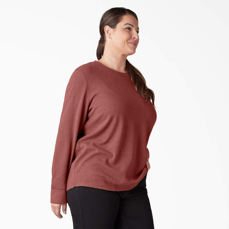 Women's Plus Long Sleeve Thermal Shirt - Fired Brick Single Dye (FBD) image number 4