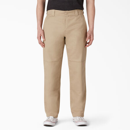 Flat Front Double Knee Pants - Khaki &#40;KH&#41;