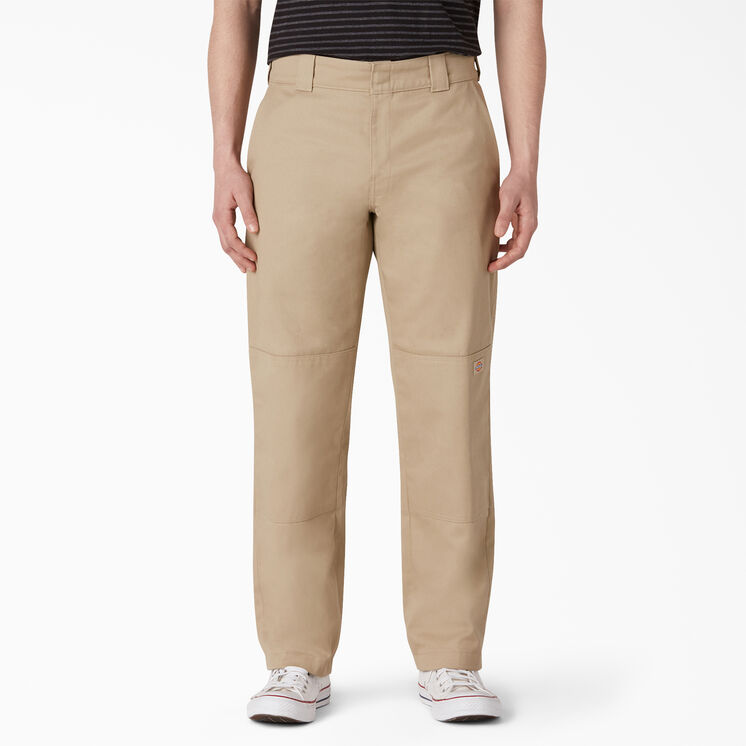 Flat Front Double Knee Pants - Khaki &#40;KH&#41;