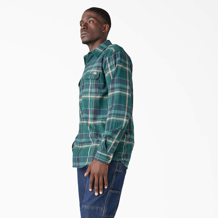 FLEX Long Sleeve Flannel Shirt - Forest Green/Multi Plaid (A2J) image number 3