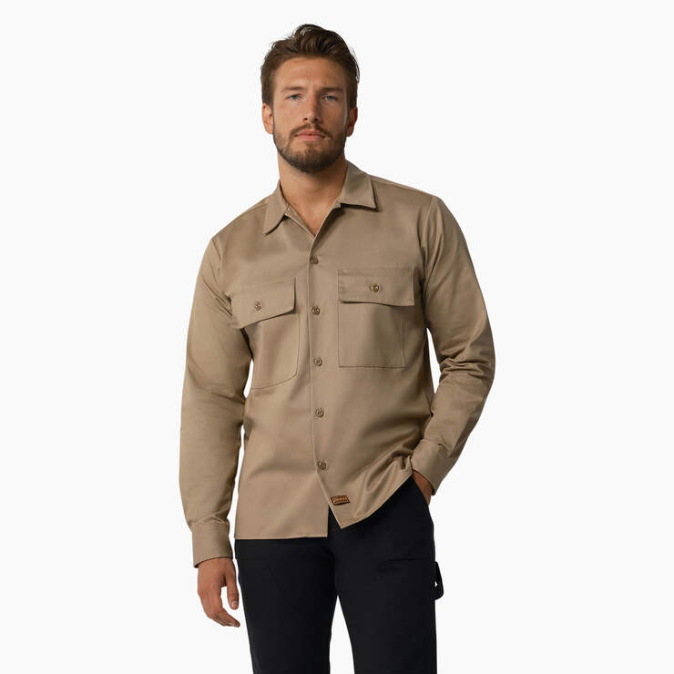 Dickies 1922 Premium Twill Long Sleeve Shirt - Rinsed Maple (RMA) image number 1